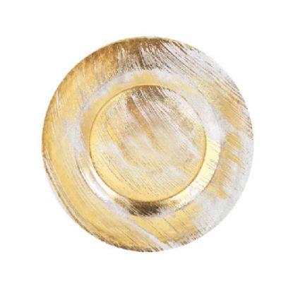 Picture of GP5431 GD - 13" Round Gold Metallic Paint Brushed Glass Charger Plates
