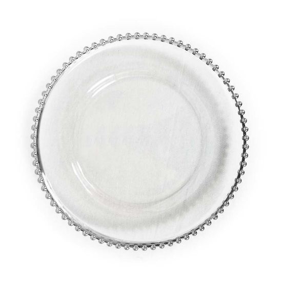 Picture of GP5428 SL - 13" Round Beaded Silver  Glass Charger Plates
