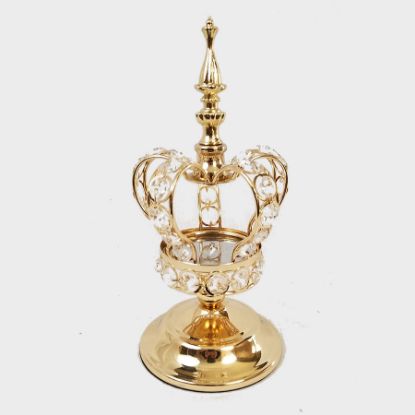 Picture of CH5471 Gd - 11" Gold Crystal Bead Crown with Stand Centerpiece