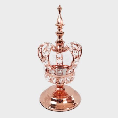 Picture of CH5472 RGD - 11" Rose Gold Crystal Bead Crown with Stand Centerpiece