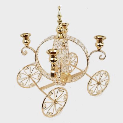 Picture of CH5448 GD - 17" Gold Crown Metal Carriage with Crystals Centerpiece