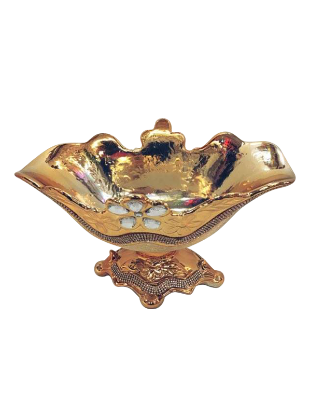 Picture of 658-1 - Gold Vase Elegant Ceramic with Crystal Detail Tall 9"