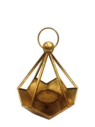 Picture of FJ70328 -  Gold Geometric Metal Wired Decor Lantern Candle Holder 11"