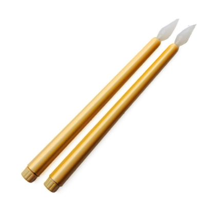 Picture of 12" Gold LED Pair Taper Candles