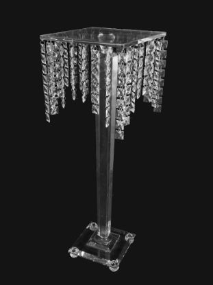 Picture of 0001 - 29" Tall Square Top Crystal Stand with Squared Hanging Crystals