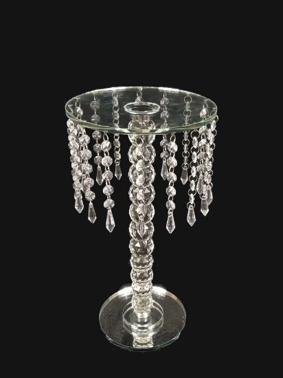 Picture of CH6475 - 16" Tall Rounded Crystal Stand with Hanging Crystal