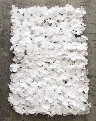 Picture of FL4060-2 - White Silk Hydrangea Flower Wall Mat Panel 24"