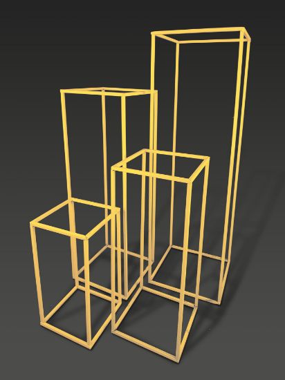 Picture of BJ1569 GD - Set of 4 Gold Wedding Wire Metal Column Pillar - Geometric Centerpiece