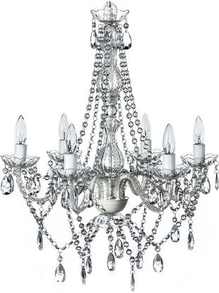 Picture of 6005-6S - Silver 6 Arms Chandelier with Beaded Crystals - 23" x 21"