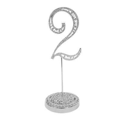 Picture of Number 2 Silver Rhinestone Crystal Metal Cake Topper  3-3/4-Inch