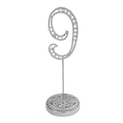 Picture of Number 9 Silver Rhinestone Crystal Metal Cake Topper  3-3/4-Inch - copy