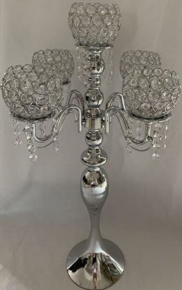 Picture of 9358-1S Silver Crystal Candle Holder 5 Heads