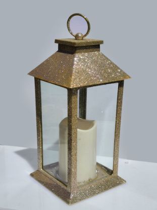 Picture of LED Glitter Lantern Gold