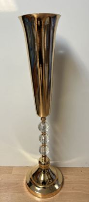 Picture of 8730-GD Metal Trumpet Vase with Crystal 29"