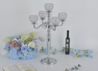 Picture of 8593-100S - Metal Candle Holder with Crystals 27" Silver
